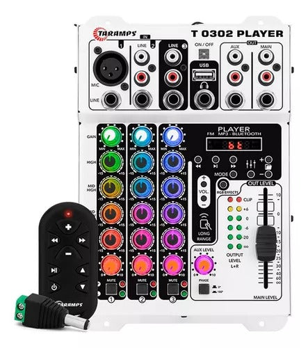 Mesa De Som Taramps T0302 Player 3 Canais 2 Saídas 12v Rgb Mesa De Som Taramps T0302 Player 3 Canais 2 Saídas 12v Rgb